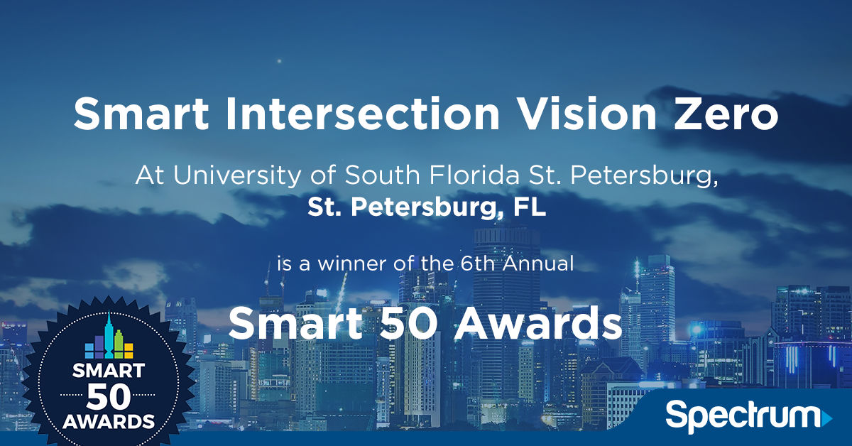 Cityscape Image with Announcement of St Petersburg, FL Smart 50 Award Received