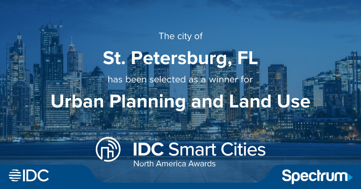 Cityscape Image with Announcement of St Petersburg, FL IDC Award Received