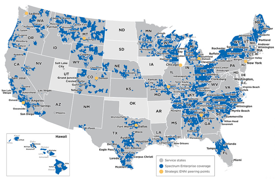 Charter Spectrum Coverage Map Carrier Wholesale Spectrum Enterprise