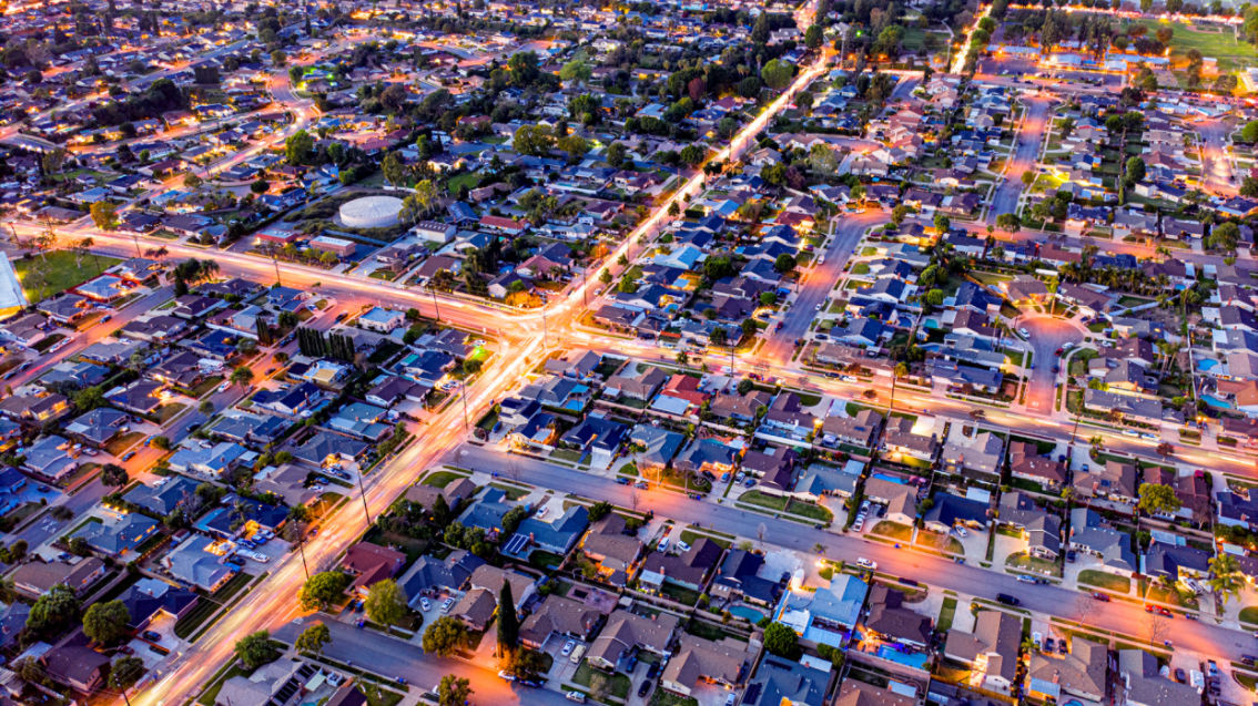 overhead view of city