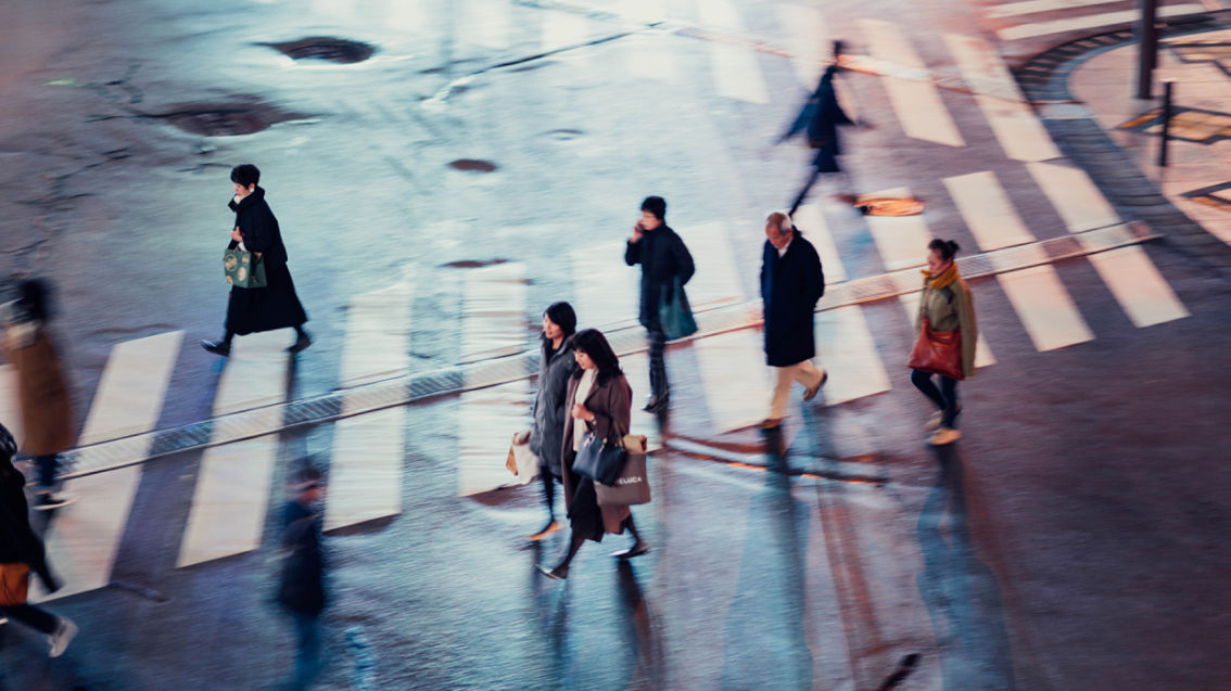 people crossing street