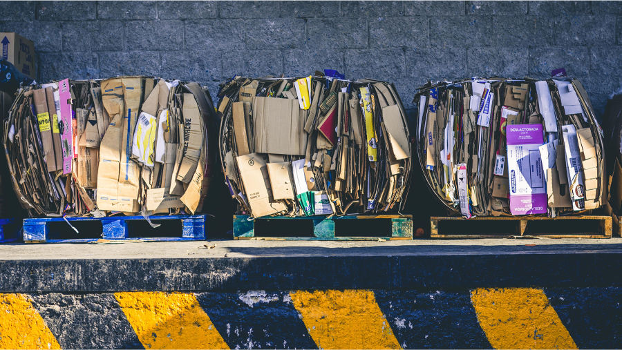 pallets of boxes for recycling