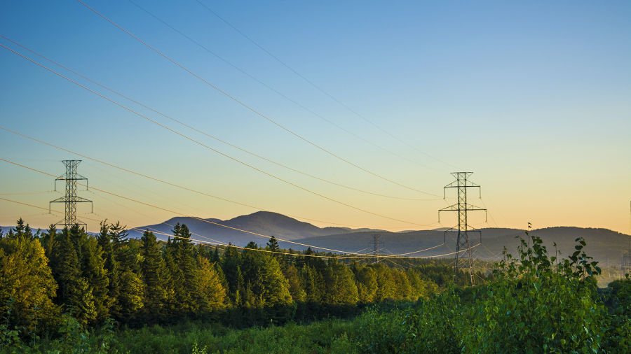 mountains with powerlines